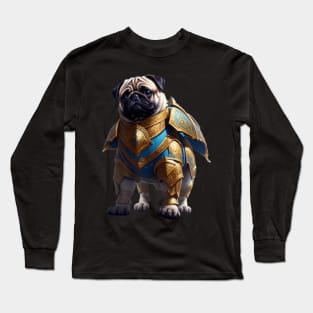 Mighty Pug in Heavy Mythical Armor Long Sleeve T-Shirt